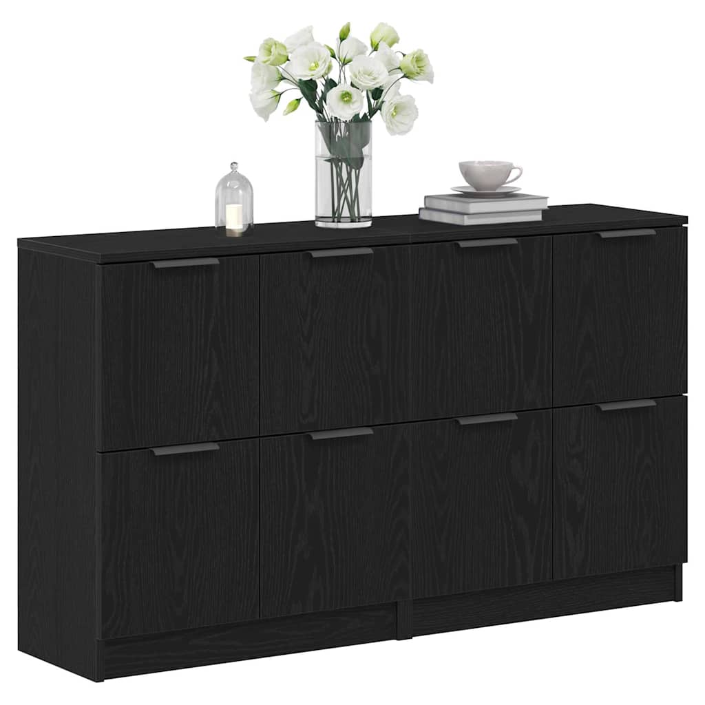 Sideboards 2er Set Schwarz Eiche 60x30x70 cm Holzwerkstoff